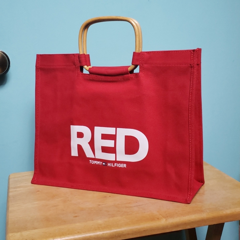 Tommy Hilfiger Red Canvas Tote Bag